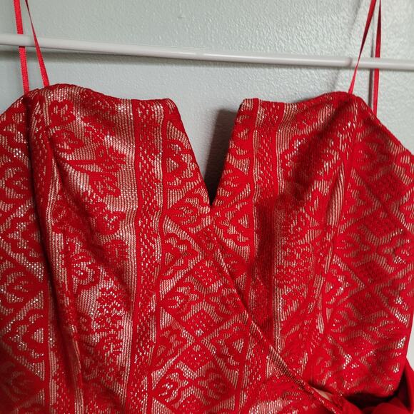 Francesca's Red Strapless Wide-Leg Jumpsuit NWT Women's Size Medium - Picture 14 of 15